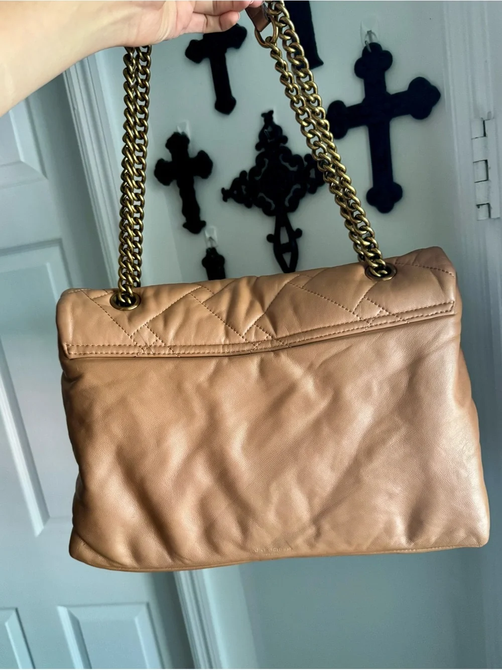Kurt Geiger Tan Quilted Kensington XXL Leather Gold Hardware